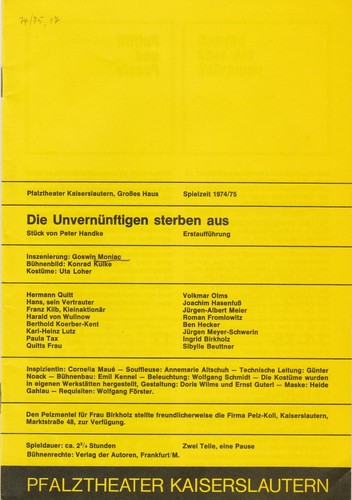 Programmheft peter handke - peter,